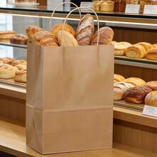 1/10 túi giấy Kraft, túi tote giấy Kraft, túi đựng đồ ăn mang đi dày dặn, túi đựng bánh ngọt, bánh mì, thực phẩm. - Nhiều màu - Xem 1