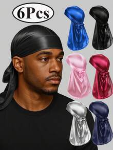 4 chiếc băng đô trùm đầu Durag bằng chất liệu giống lụa dành cho nam, màu trơn, kiểu dáng thời trang, thoải mái, thoáng khí và mềm mại, kiểu cướp biển unisex, mũ cướp biển, trang phục cướp biển, thoáng khí và thoải mái, đuôi dài, phù hợp với tóc gợn sóng, chạy bộ, đạp xe, leo núi, cắm trại, mũ cướp biển Giáng sinh. - 4 cái - Xem 9