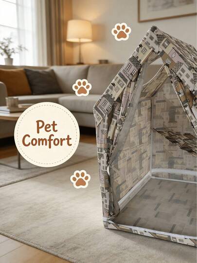 1个可折叠透气宠物帐篷屋，适合小型犬猫，室内休息和躲藏场所