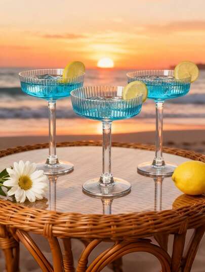 10件套优雅圆形香槟杯和鸡尾酒杯，带吸管，适用于婚礼、生日、单身派对、新娘送礼会、聚会、甜点服务、音乐派对等场合，耐用饮料杯，可盛装果汁、冰淇淋、香槟等，是鸡尾酒会的理想之选。