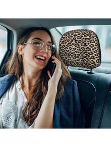 2 chiếc bọc đầu ghế ô tô họa tiết da báo, dành riêng cho nữ, phụ kiện trang trí nội thất xe hơi, phù hợp cho xe SUV & Sedan, chất liệu vải lụa mát lạnh thoáng khí thích hợp sử dụng mùa hè. - Nhiều màu - Xem 10