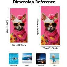 1件装 睿智优雅的贵族吉娃娃印花沙滩巾，红色 - 1 - 查看 4