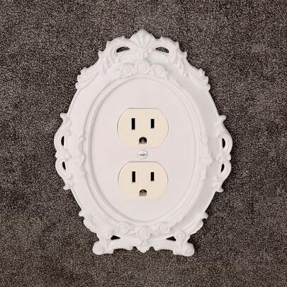 1pc White Luxurious Victorian Style Floral Single Toggle Switch Plate Cover - 3D Printed Decorative Lighting Switch Plate, Minimalist Retro Home Decor, Fits Standard Switches, No Power Required
