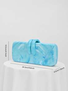 1pc European And American Style Acrylic Evening Clutch Bag, Rabbit Teeth Shape Design, Handbag/Shoulder Bag For Party, Wedding, Valentine's Day, Pattern Is Random - Baby Blue - View 3