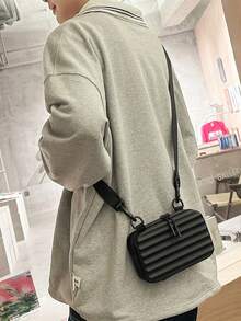 peach tree Men's Box Bag, Crossbody Bag, Shoulder Bag, Square Bag, Business PU Waterproof Wallet, Unisex Business Storage Bag Suitable For Business Trip - Multicolor - View 4