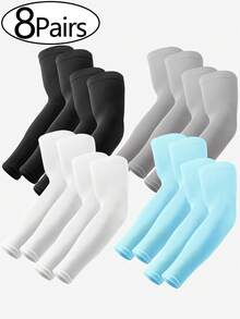 8 đôi ống tay chống nắng tia cực tím dành cho nam và nữ, ống tay nén thoáng khí chống nắng - Thể thao - Tập luyện - Che hình xăm - Nhiều màu - Xem 9