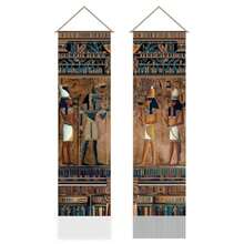 AHANDMAKER - Tapiz de murales egipcios antiguos religión egipcia mitología histórica faraones jeroglífica colgante con borlas para recámara sala de estar café decoración del hogar 45.7 x 13 - Murales egipcios - Ver 8