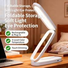 Rechargeable LED Folding Desk Lamp, Easy To Carry, Three-Level Brightness Adjustable Small Reading Lamp, Eye Friendly Learning Lamp, Portable Desk Lamp, Suitable For Home, Office And Travel - 彩色 - 查看 6