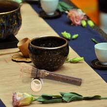 Long Handle Purple & White Bamboo Matcha Whisk, Japanese Style Bamboo Matcha Tea Set, Suitable For Matcha Lovers And Beginners - Multicolor - View 2