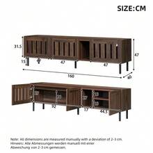 Minimalist TV Stand Measuring 160 X 40 X 47 Cm, Made Of Natural Wood With A Cut-Out Design, Suitable For 65-Inch Televisions, MDF. - Brown - View 6