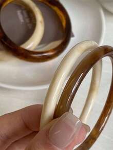 3pcs Vintage Multi-Layer Brown Acrylic Beaded Bracelet, Transformable Gold Chip Bracelet, For Women, Couples, Party, Daily Wear - 4條復古手鍊 - 查看 3