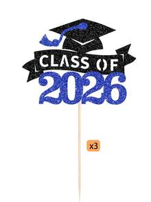 1 件/3 件 2025 毕业蛋糕装饰，祝贺 2025 毕业帽蛋糕装饰品，2025 毕业派对用品 - 彩色 - 查看 17