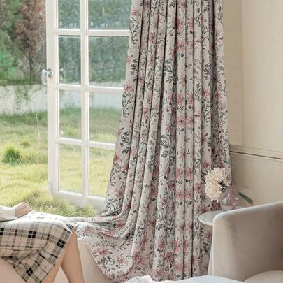 1 pezzo Tenda oscurante floreale retrò rosa, tenda oscurante per camera da letto, tenda termica oscurante impermeabile e riutilizzabile, adatta per camera da letto, soggiorno, studio, ufficio, hotel, asilo e altro ancora