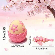 3D打印可爱樱花龙和龙蛋模型，塑料儿童玩具，桌面装饰雕塑，节日和生日礼物 - 彩色 - 查看 4