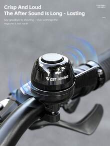 WEST BIKING 铝合金自行车铃铛，经久耐用，防锈，易于安装，适用于大多数自行车。 - 黑色 - 查看 3
