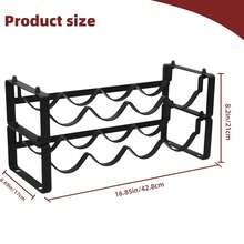2-Tier 8-Bottle Stackable Countertop Wine Rack, Suitable For Cabinet Interior, Small Desktops, Dining Tables, Kitchens, Bars, Pantries And Compact Spaces - Black - View 10