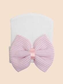 1 Mũ len mềm mại cho bé sơ sinh 0-3 tháng tuổi, có nơ sọc tháo rời, dễ thương, ấm áp, thích hợp mặc hàng ngày. - 1PC - Xem 16