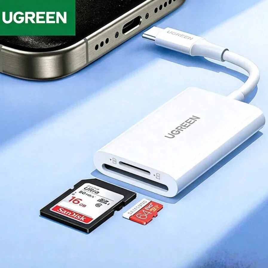 UGREEN Type-C 讀卡機 SD/TF 二合一,支援 UHS-I/II 專業卡,高速適用於 iPhone 16/15 系列、iPad、安卓手機、MacBook 及 CCD 相機 - 查看 1