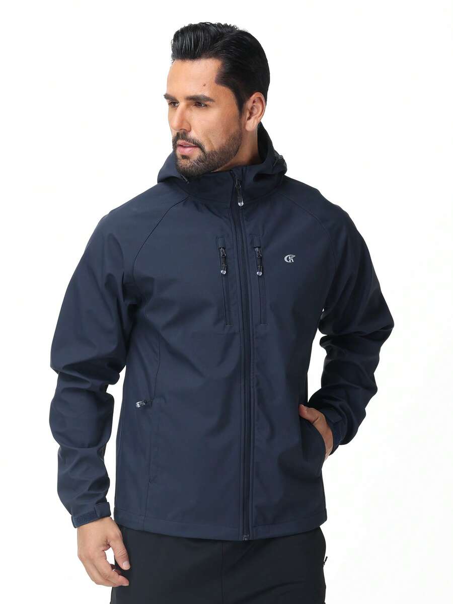 Men's Waterproof Jacket Rain Coat Winter Windbreak Outdoor Jacket For Hiking Camping Cycling - 藏蓝色 - 查看 1