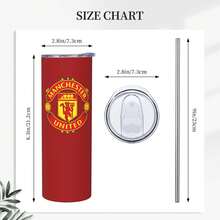 Red Manchester United FC Crest Skinny Tumbler With Straw, English Football Fans Cup - Nhiều màu - Xem 4