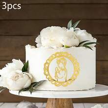 1pc/3pcs Gold Mirror Acrylic Cross Dove IHS Baptism Cake Toppers,For Baptism Communion Theme Party DIY Cake Dessert Decoration Supplies - Multicolor - View 12