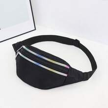 Túi đeo hông Rainbow mới, khóa kéo đôi, dung tích lớn, chống thấm nước, chất liệu nylon bền chắc. - màu đen - Xem 7