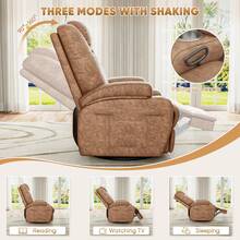 Devoko Leathaire Swivel Rocker Recliner Chair With Vibration Massage, 360° Swivel Recliner For Adults, Ergonomic Lounge Chair With Cup Holders, Lazy Recliner Single Sofa - màu nâu - Xem 4