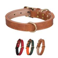 1pc Adjustable Brown PU Leather Dog Collar, Soft & Comfortable Microfiber Lining, Suitable For Small & Medium Pets - Brown - View 11