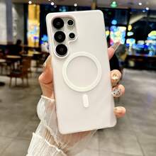 1pc Luxury Matte Candy Color 2-In-1 Soft Phone Case, Customized For Galaxy S25Ultra/S24Ultra A37 A57 A55 A56 S26Ultra A26 A36, With Magnetic Wireless Charging And Shock-Proof Function - White - View 2
