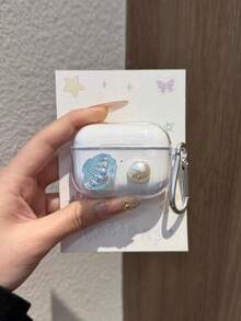 Funda de auriculares a prueba de golpes de TPU transparente con hebilla de metal - Celeste - Ver 4