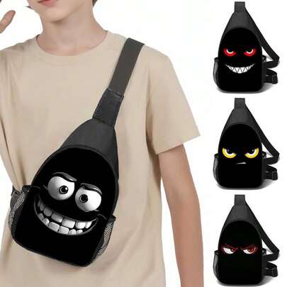 Creative Printed Crossbody Bag, Interesting Style Suitable For Kids, Colorful Holiday Graphic Front Pocket Sports Bag - Casual Shoulder Bag