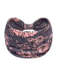 1/6 包波西米亚风宽发带，女士款，弹性运动发带，涤纶材质，时尚设计，多种印花，不含羽毛。 - 彩色 - 查看 13