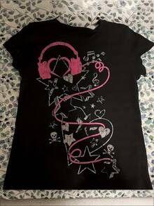 Tween Girl Clothes[New Products Arrive With Great Power] Women's Y2K Retro Anime T-Shirt - Vintage Futuristic Streetwear Style Oversized Tee With Manga Graphics, Medium-Stretch Fabric Suitable For - Casual Wear & Themed Events Unisex T-Shirts For Summer Outingssummer - màu đen - Xem 1