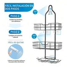 Large Capacity Bathroom Shelf With Two Soap Dishes, Bathroom Storage Rack, Clean And Tidy Storage. - Black - View 4