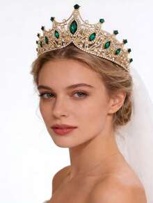 婚禮皇冠,復洛克風格豪華水晶頭飾,婚禮禮服配件,鑲有水晶的派對頭箍,婚禮禮品頭帶皇室 - 銀色 - 查看 6
