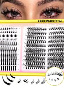 Bộ nối mi VELTRINAY 10 hàng, dung lượng lớn, tự làm, 30/40/50/60/80/100/120/140/160 sợi, 4 trong 1: Mi giả riêng lẻ, 2 hàng mi dưới và 2 hàng mi dưới có dải trong suốt, kiểu nối mi hỗn hợp, mi mắt mèo mềm mại, mi giả tái sử dụng, mi giả dày dặn, mi giả lông chồn, dụng cụ nối mi, phù hợp cho mọi dịp thường ngày. - Xem 1