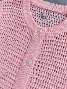 女士简约优雅纯色开衫，适合春夏穿着，粉色 - 粉色 - 查看 11