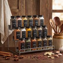 Tomnk 24pcs Square Glass Spice Jars With Black Metal Lids & Shaker Tops, Clear Seasoning Containers Set With Labels, Funnel & Pen, Airtight Herb Storage For Kitchen Pantry Cabinet, Ideal Mother's Day Gift - 24pcs-透明 - 查看 6