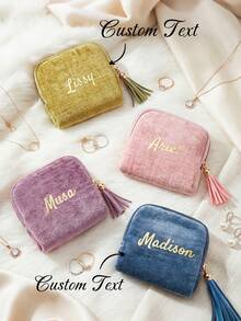 Customized Personalized Jewelry Storage Bag - Comes With 2 Transparent Jewelry Boxes, 1 Velvet Tassel, And Multi-Layer Storage Space For Rings, Earrings, Necklaces And Bracelets. 3-Piece Gift Set, Suitable For Daily Use (Jewelry Box). - Multicolor - View 1