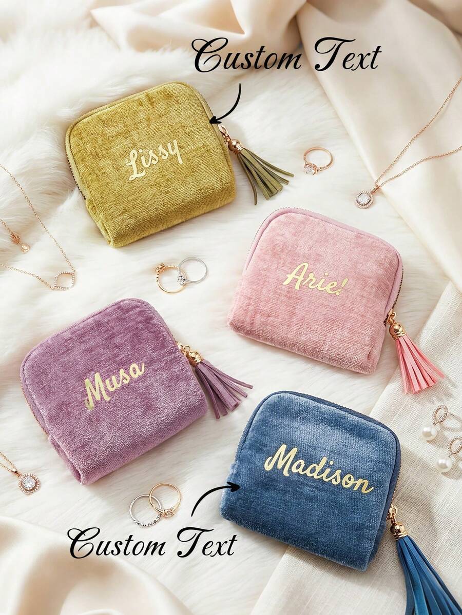 Customized Personalized Jewelry Storage Bag - Comes With 2 Transparent Jewelry Boxes, 1 Velvet Tassel, And Multi-Layer Storage Space For Rings, Earrings, Necklaces And Bracelets. 3-Piece Gift Set, Suitable For Daily Use (Jewelry Box). - Multicolor - View 1