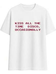 Kiss All The Time Disco Occasionally T-Shirt - trắng - Xem 3