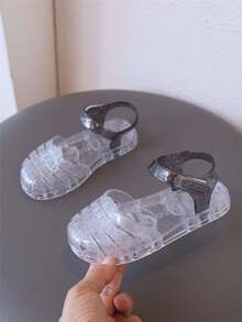 Kids Jelly Sandals For Girls, Casual Beach Holiday Slippers, Shiny Crystal Princess Shoes For Summer - Clear - View 2