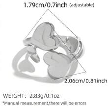 Frminee 3件套/1件镂空爱心金银混色不锈钢戒指套装，个性戒指饰品，适合日常佩戴，节日礼物 - 銀色 - 查看 9