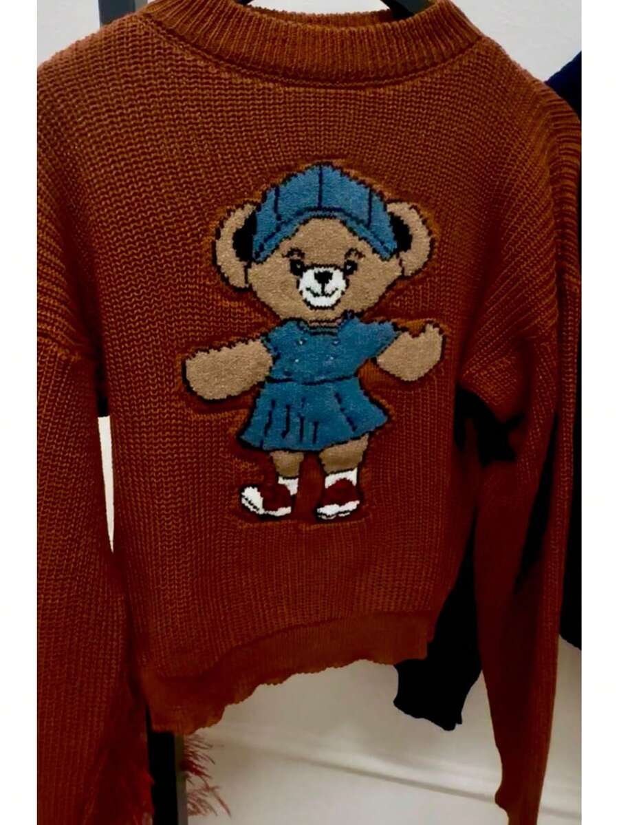Sweater Knit Bear Polo Shirt With Mousse Yarn Detail - New Release 2026 Autumn/Winter - Ngói - Xem 1
