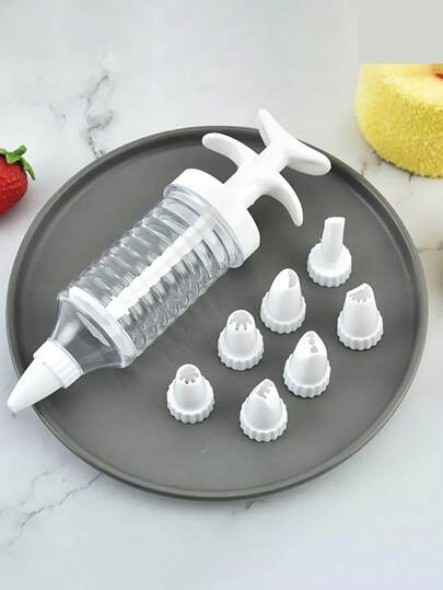 Bộ 8 đầu phun kem trang trí bằng nhựa, dụng cụ trang trí kem chuyên dụng cho bánh kem, phủ kem, nặn thạch/xà phòng, tương thích với túi bắt kem, phù hợp cho người làm bánh tại nhà, nhà hàng và trang trí món tráng miệng, bánh ngọt, bánh cupcake, khay nướng.