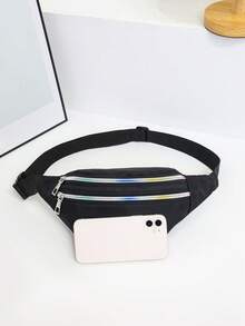 Túi đeo hông Rainbow mới, khóa kéo đôi, dung tích lớn, chống thấm nước, chất liệu nylon bền chắc. - màu đen - Xem 3