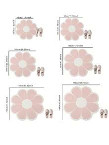 1pc Cream-Colored 8-Petal Flower Shaped Carpet, Cream Pink Floral Round Rug, Suitable For Living Room, Bedroom, Study, Children's Room, Baby Room Decoration - Durable, Non-Slip, Machine Washable, Decorative Carpet, Bedroom Decor, Small Rug, Carpet, Home Decor, Living Room Carpet, Living Room Small Rug, Bedroom Carpet, Living Room Home Decor, Outdoor Rug, Washable Carpet - Multicolor - View 8