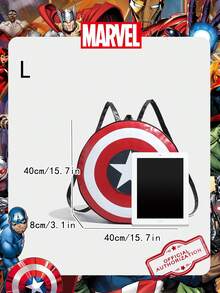 1 Ba lô hình khiên Marvel chính hãng, túi đeo vai tròn độc đáo dành cho người hâm mộ Marvel, ba lô đeo chéo bằng da PU, cặp sách dung tích lớn cho học sinh, túi du lịch thường ngày, phù hợp cho bé trai/thanh thiếu niên/học sinh/trẻ em, dùng cho năm học mới/hàng ngày/lớp học. - màu đen - Xem 4