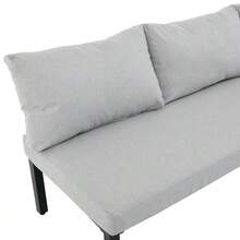 Garden Dining Set, Garden Furniture Set, Garden Lounge Chair Set With Galvanized Iron Frame, 6 Seats, Adjustable Feet, Removable Backrest, Modular Sofa, Galvanized Iron Tabletop, Grey - Grey - View 7