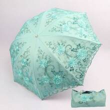 高级蕾丝刺绣复古黑色防紫外线遮阳伞，两用遮阳伞 - 蕾絲刺繡傘 - 查看 6